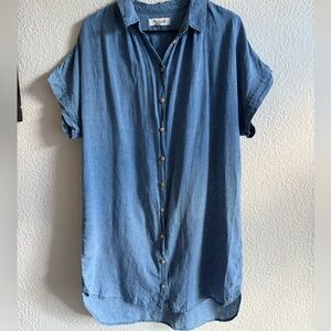 Madewell Central Linen Blend Chambray Button Down Shirt